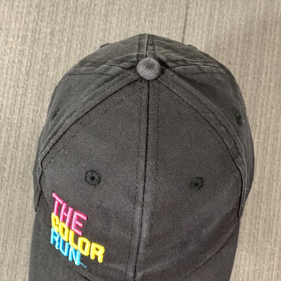 The Color Run Fitted Hat Unisex Black Pink Yellow Blue Embroidered Stretch Cap - Picture 5 of 12